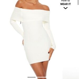 White sweater dress